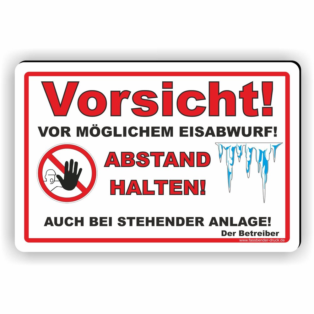 Fassbender-Druck CAUTION: FALLING ICE Sign, 75 × 50 cm