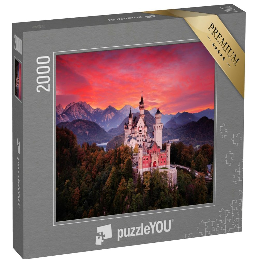 puzzleYOU: 2,000-Piece Fairytale Castle Neuschwanstein at Sunset