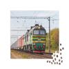 puzzleYOU: 1000-Piece Puzzle of Green Diesel Locomotive 2M62 Pulling a Freight Train view 2
