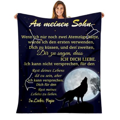 UOOYAA Personalized Flannel Blanket, “To My Son” Letter Print, 59.1 x 86.6 in