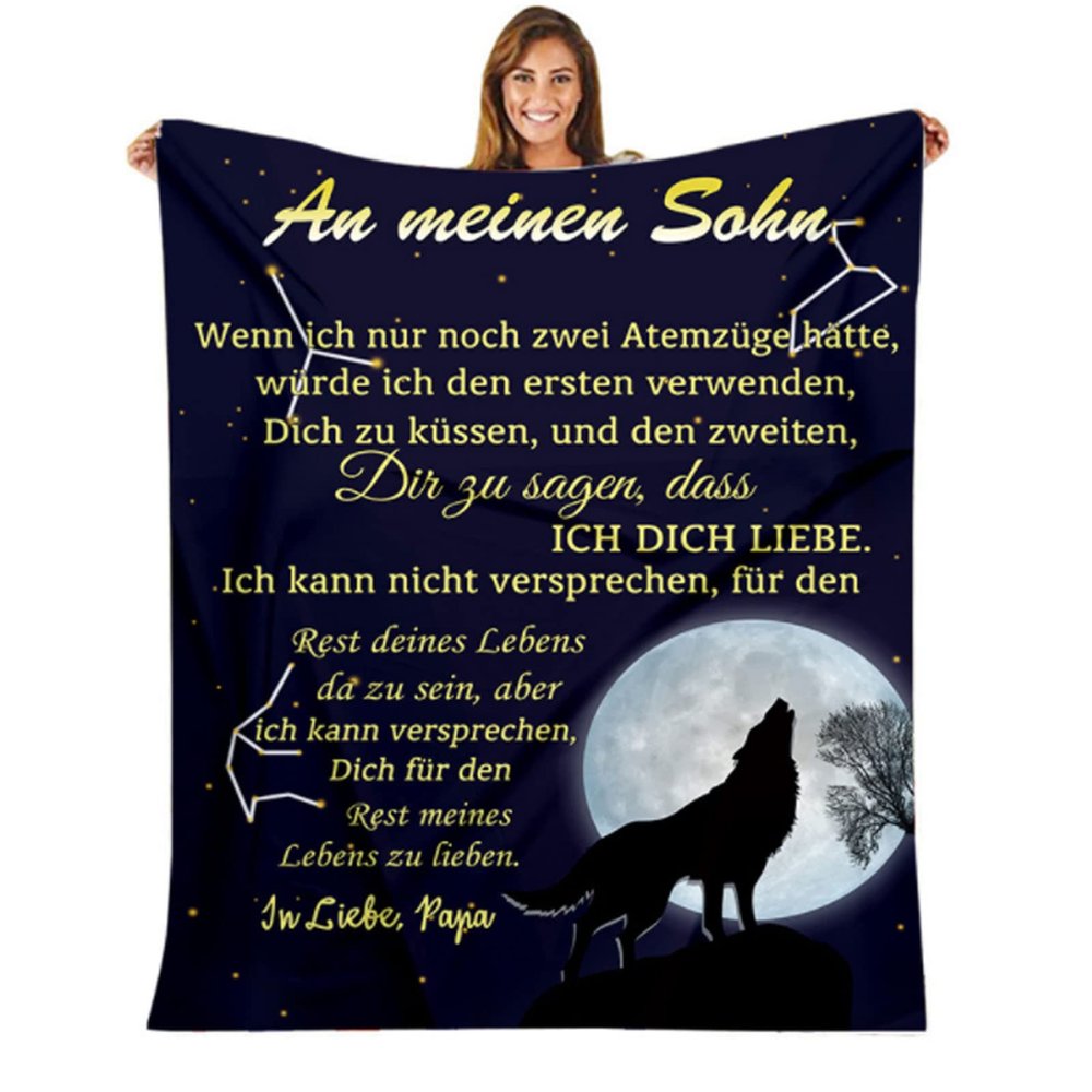 UOOYAA Personalized Flannel Blanket, “To My Son” Letter Print, 59.1 x 86.6 in