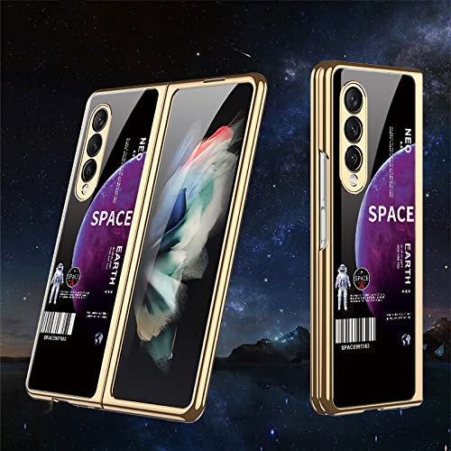 9H Tempered Glass Design Phone Case, Scratch-Resistant, Compatible with Samsung Galaxy Z Fold3 5G (109)