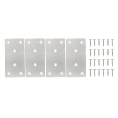 ULIFESTAR Stainless Steel Repair Plates, Flat Straight Brackets for Wood Furniture, Shelves and Cabinets, with Screws, 4-Pack
