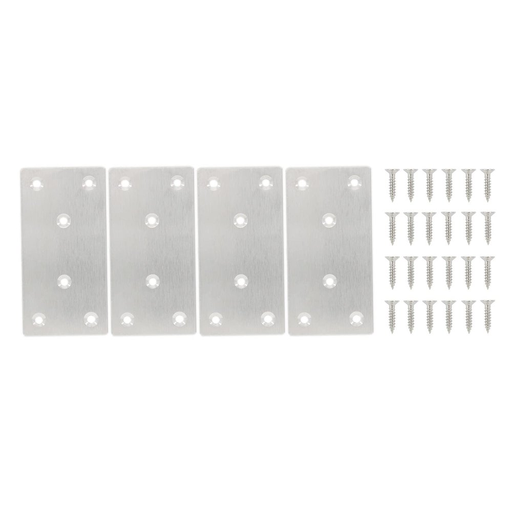 ULIFESTAR Stainless Steel Repair Plates, Flat Straight Brackets for Wood Furniture, Shelves and Cabinets, with Screws, 4-Pack