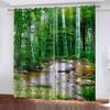 KQDMYT Blackout Grommet Curtains, Green Bamboo Forest Stream, 234 x 183 cm, Set of 2 view 1