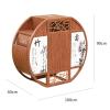 Outdoor Recycling Bin, Double-Compartment Round Bin with Wood-Grain Finish view 2