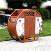 Outdoor Recycling Bin, Double-Compartment Round Bin with Wood-Grain Finish view 4