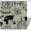 Vintage World Map Nautical Compass Shower Curtain with Hooks, 183 cm view 1