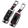 Happyit Zinc Alloy and Silicone Car Key Case for Ford, 3 Buttons, Silver view 1