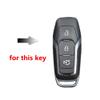 Happyit Zinc Alloy and Silicone Car Key Case for Ford, 3 Buttons, Silver view 2