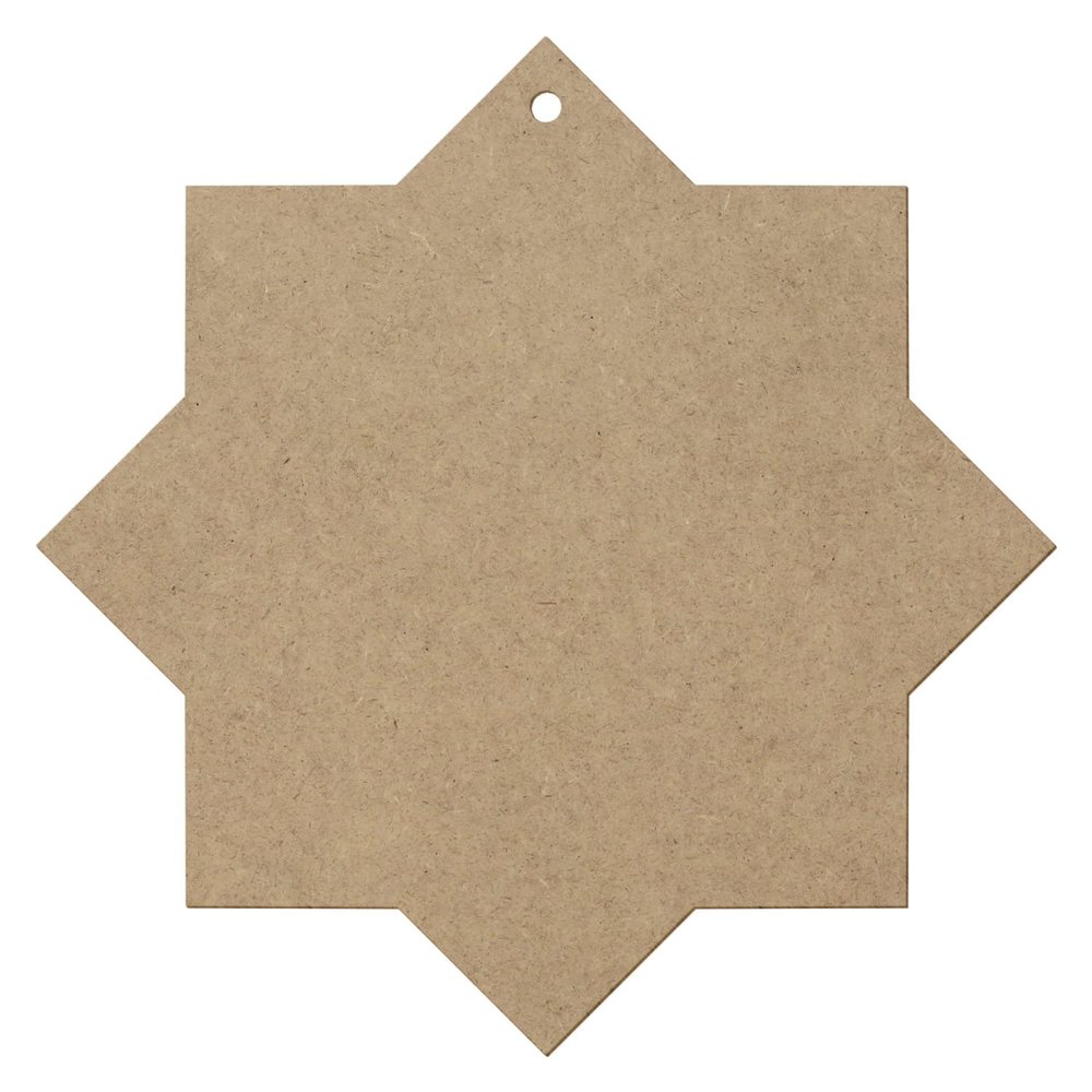 MDF Wood Star, 8-Pointed, with 1 Hole – DIY Décor, 5–50 cm