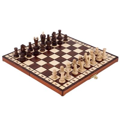 ZAW Folding Wooden Chess Set with Storage Compartment, 36 cm