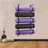 DRSFF Wall-Mounted Yoga Mat and Foam Roller Organizer Rack, 6-Tier Metal, White/Black/Gold (Color B) view 1