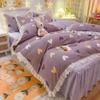 4-Piece Warm Winter Bedding Set, Purple Korean-Style Polka Dot Milk Fleece view 2