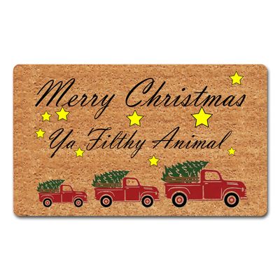 Funny Indoor Doormat, 45.7 x 76.2 cm, "Merry Christmas Ya Filthy Animals"