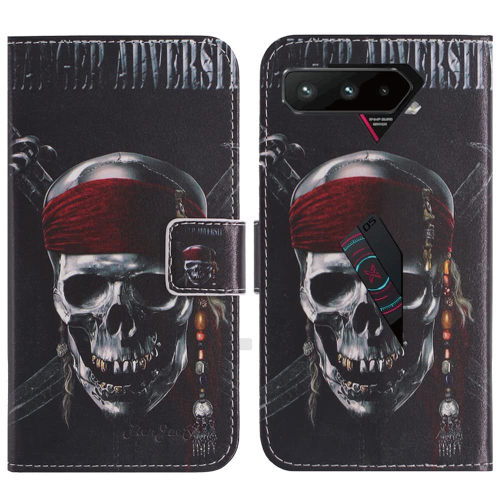 TienJueShi Skull Flip Wallet Case for Asus ROG Phone 5s Pro