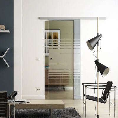 Glass Sliding Door 1025 x 2050 mm, Horizon Design, Sadora SlimLine Complete Set with Track and Open Shell Handles