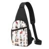 Cute Chihuahua and Pug Pattern Sling Backpack, Black, One Size view 1