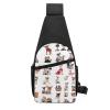 Cute Chihuahua and Pug Pattern Sling Backpack, Black, One Size view 3