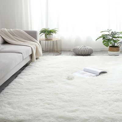 CHBIN Long-Pile 100 x 100 cm Faux Sheepskin Rug, Soft, Non-Slip, White