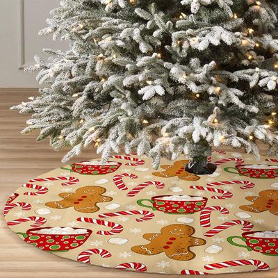 Mateju Round Felt Christmas Tree Skirt, Gingerbread, 48 in