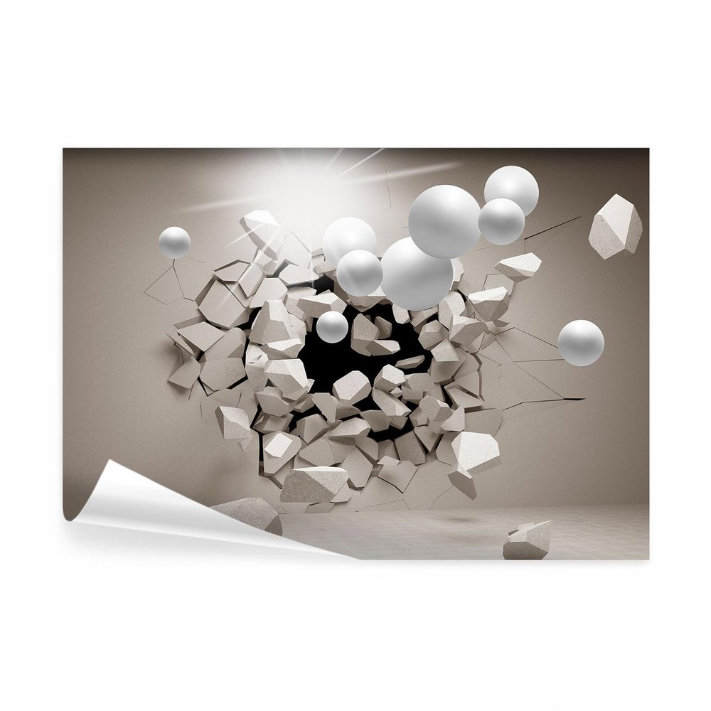 decomonkey 3D Effect Photo Wallpaper, 450 x 315 cm, XXL Abstract Spheres, Non-Woven