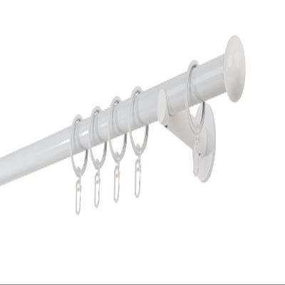 ondeco Custom Curtain Rod, 20 mm, Ball Finial, Single Rod, 12 cm Wall Brackets, Rings, White, 370 cm