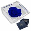 Passionefiori.it S 1011 Luxury Stabilized Rose in Genuine Plexiglass Cube, 8 cm, with Luxury Gift Box, Pink Rose, Blue Cube view 1
