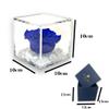 Passionefiori.it S 1011 Luxury Stabilized Rose in Genuine Plexiglass Cube, 8 cm, with Luxury Gift Box, Pink Rose, Blue Cube view 2