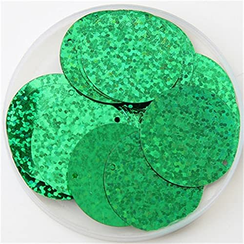 YUOYU Sequins, 30 mm, 40 mm, 50 mm, Large Round Sequins with 1 Side Hole, Sewing Accessories