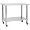 vidaXL Kitchen Work Table with Wheels 100x45x85 cm Stainless Steel view 1