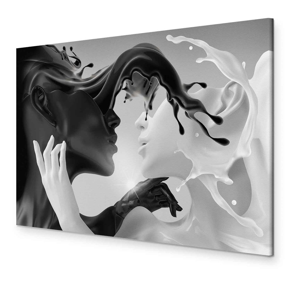 B&D XXL Abstract Couple Faces Canvas Wall Art for Bedroom or Living Room