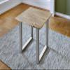 SAM Lubin Dining Table 80x80 cm Acacia Natural Live Edge Silver U-Frame view 4
