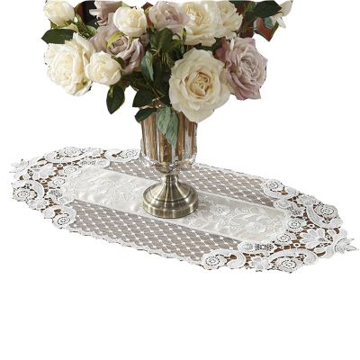 Banemi Christmas Table Runner, Sheer Light Beige Lace Mesh, 30 x 250 cm