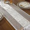 Banemi Christmas Table Runner, Sheer Light Beige Lace Mesh, 30 x 250 cm view 4