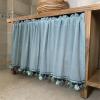 Retro Crochet Cafe Curtain, Country-Style Vintage Kitchen Curtain, Blue, W100 × H60 cm view 2