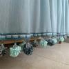 Retro Crochet Cafe Curtain, Country-Style Vintage Kitchen Curtain, Blue, W100 × H60 cm view 3