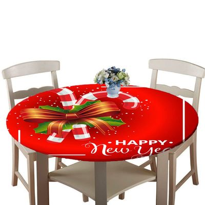 Treer Christmas Round Tablecloth, Washable 100% Polyester, Water- and Stain-Resistant, 90 cm