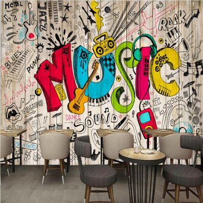 FRTMSticker 3D Self-Adhesive Graffiti Music Wall Mural, 200 x 100 cm