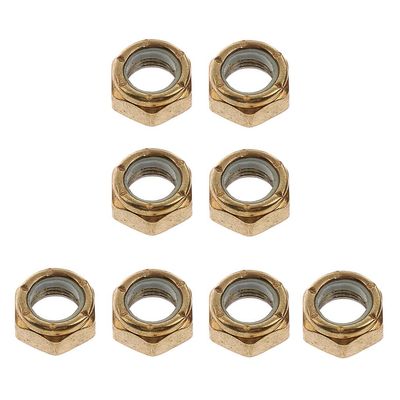 8-Piece Golden Skateboard Longboard Kingpin Nut Set, 7 x 10 x 14 mm