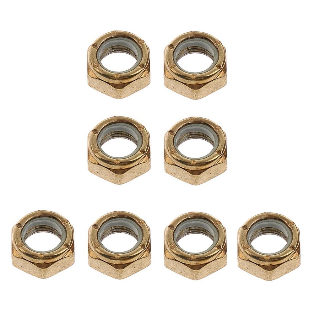 8-Piece Golden Skateboard Longboard Kingpin Nut Set, 7 x 10 x 14 mm