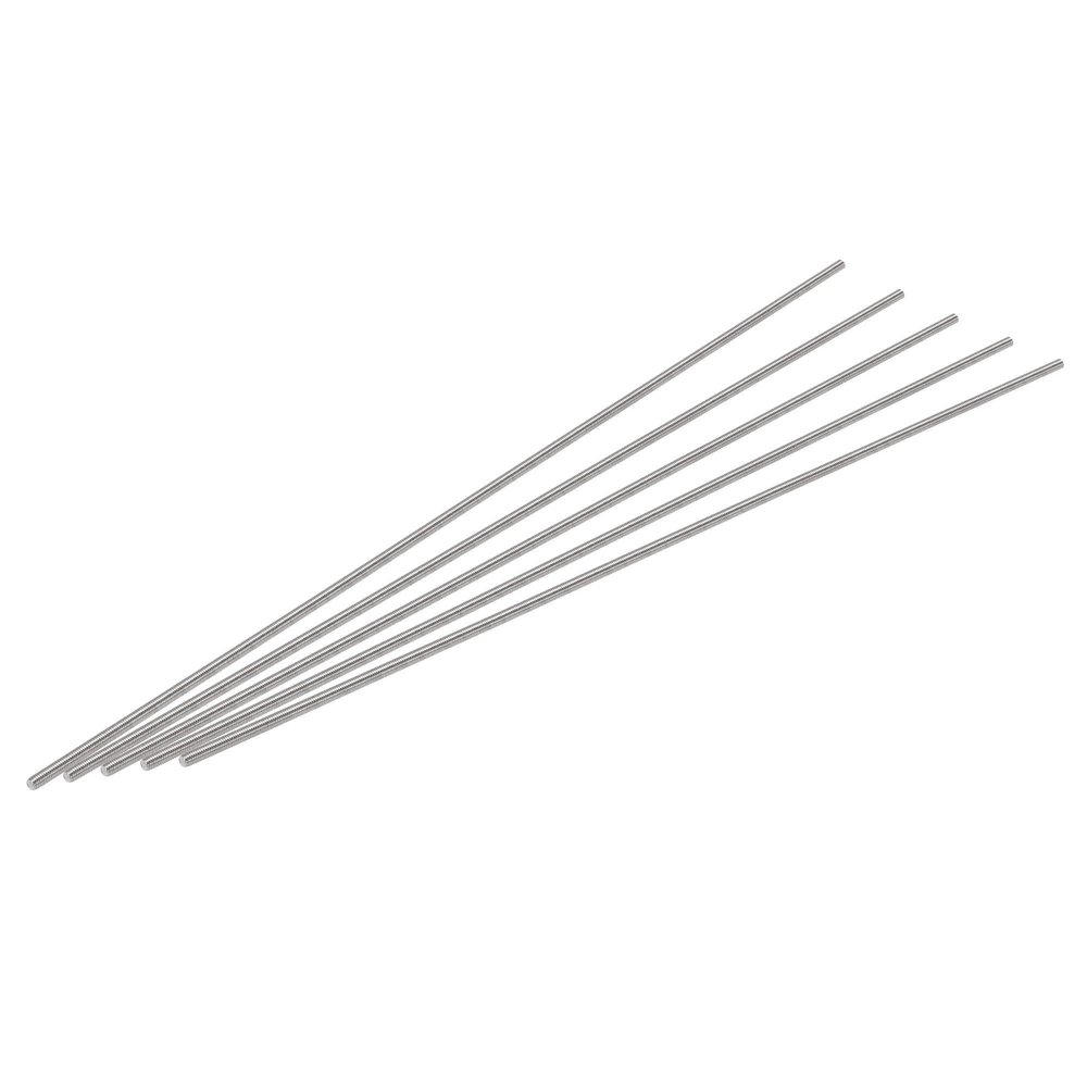 sourcing map 5-Pack M3 x 250 mm Fully Threaded Rods, 304 Stainless Steel, Right-Hand Thread, 0.5 mm Pitch