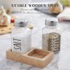 Glass Salt and Pepper Shakers with Wooden Holder view 3