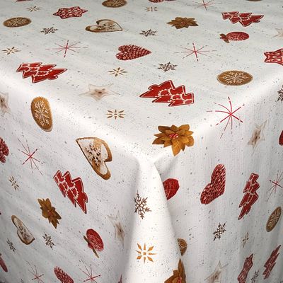 KEVKUS Embossed Oilcloth Tablecloth KE42410 Christmas, Rectangular/Round/Oval, Cut Edge, 100 x 140 cm Rectangular