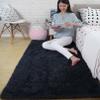 CHBIN Shaggy Rug 40 x 80 cm, Long-Pile Plush Carpet, Washable, Black view 1