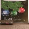 Banemi Christmas Wall Tapestry, Pine Tree, Baubles, Star Lights and Snowflakes, Purple Gray Yellow Green, Polyester Gobelin, 150 x 130 cm view 1