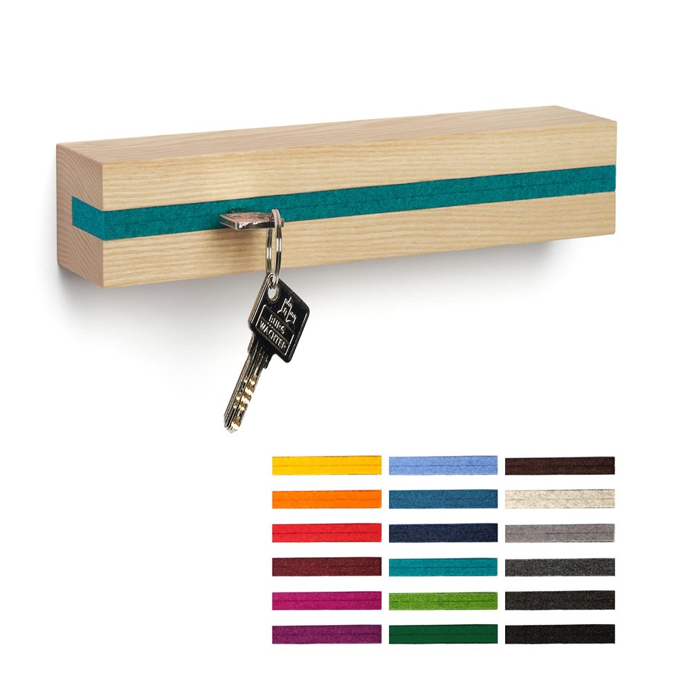 Buchenbusch urban design Ash Key Board with Turquoise Felt Insert, Holds up to 10 Keys