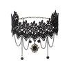 ZXCL Gothic Black Pearl Flower Lace Choker Necklace with Vintage Tassel view 4