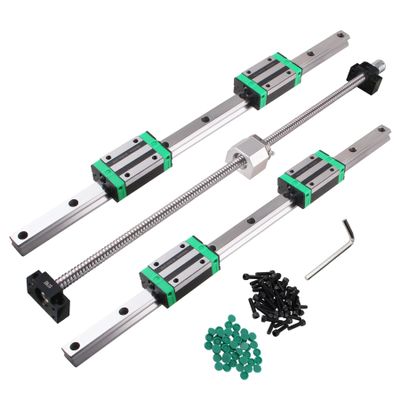 CNCYEAH Linear Guide Kit, 2 HGR20-800 mm Rails, SFU1605-800 mm Ball Screw, BF12/BK12 Supports, DSG16H, Coupling and 4 Blocks