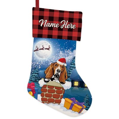 BAGEYOU Christmas Stocking with Basset Hound in Chimney, 36.6 cm